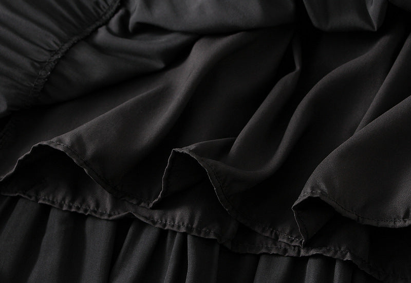 Midnight Whisper Tiered Maxi Skirt - 9078_BLACK