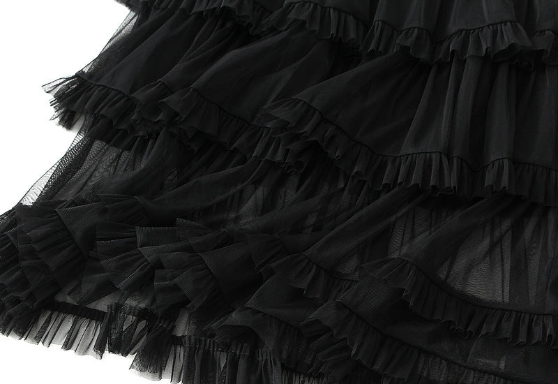 Black Tiered Ruffle Tulle Skirt