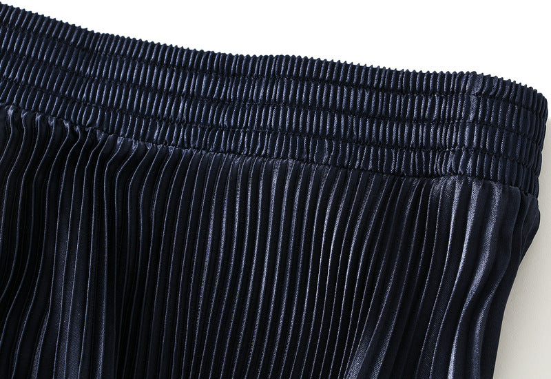 Royal Blue Pleated Tulle Hem Velvet Skirt