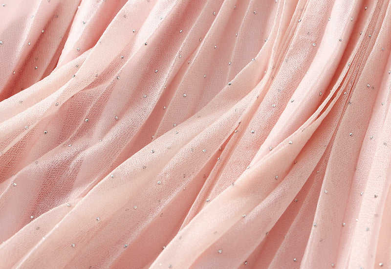 Angel Blush Pink Pleated Maxi Skirt