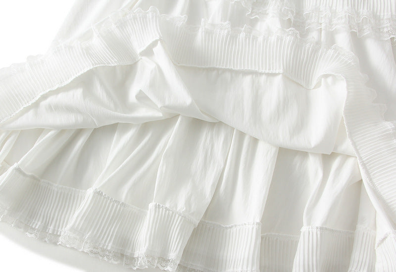 Victorian Lace-Trim Skirt - K538_WHITE