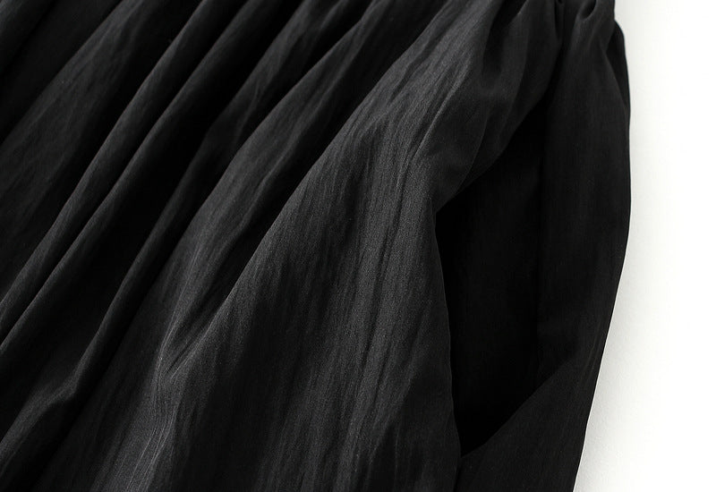 Black Balloon Hem Shorts With Pocket