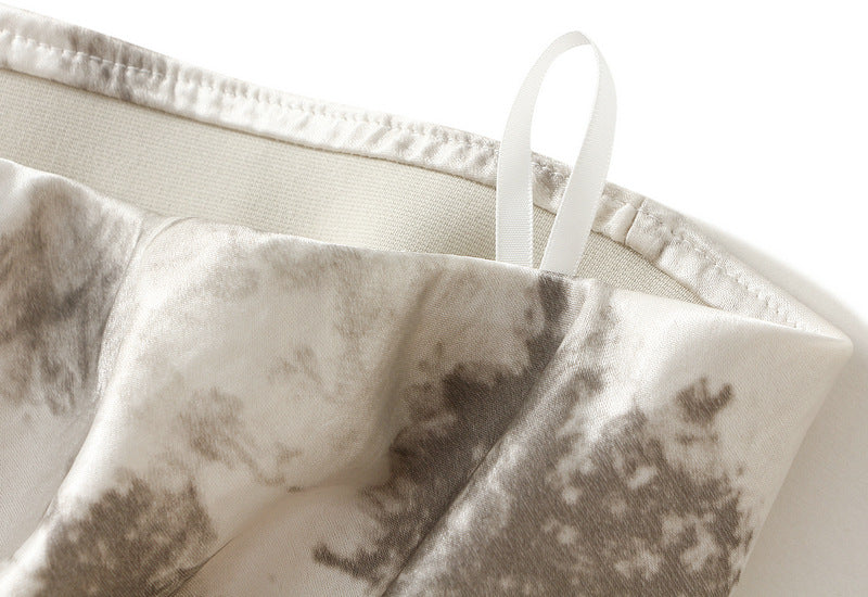 Abstract Print Satin Midi Skirt