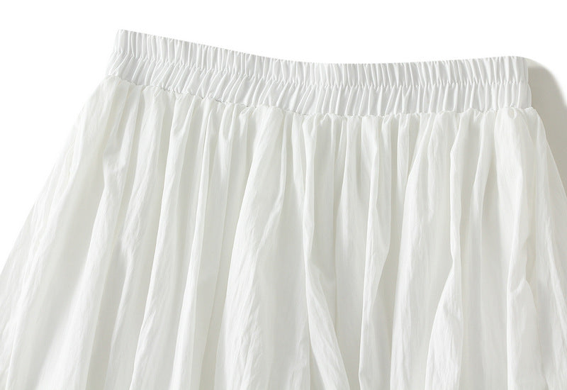 White Balloon Hem Shorts With Pocket