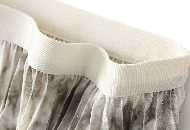 Marble Pleated Maxi Skirt