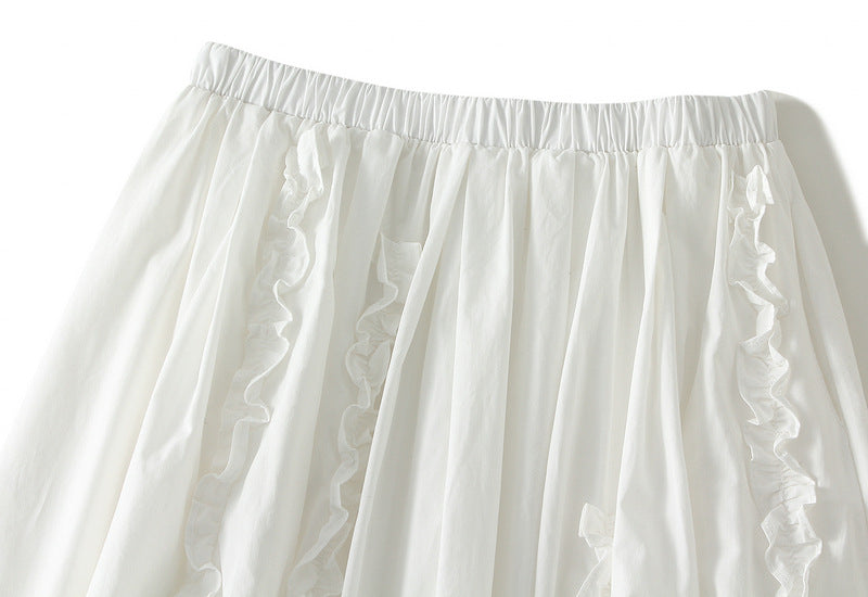 Ivory Whisper Ruffle Skirt With Pocket - 2506_WHITE