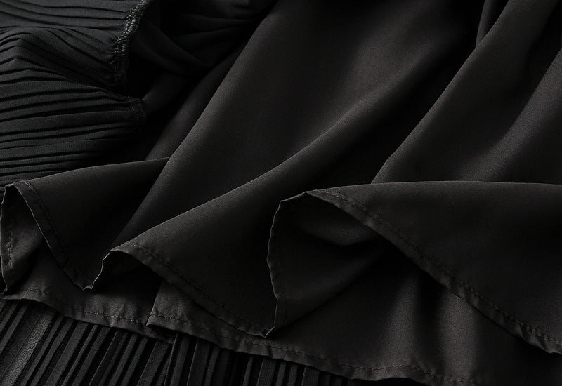 Onyx Tiered Pleated Midi Skirt - 9188_BLACK