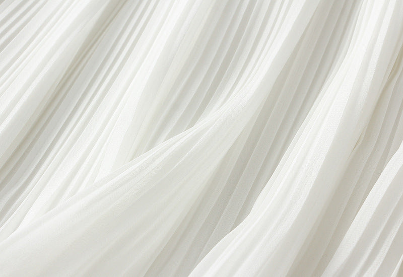 Ivory Breeze Tiered Pleated Skirt - 9188_WHITE