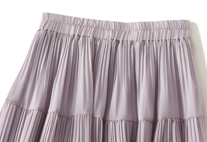 Lavender Dream Tiered Pleated Midi Skirt - 9188_PURPLE