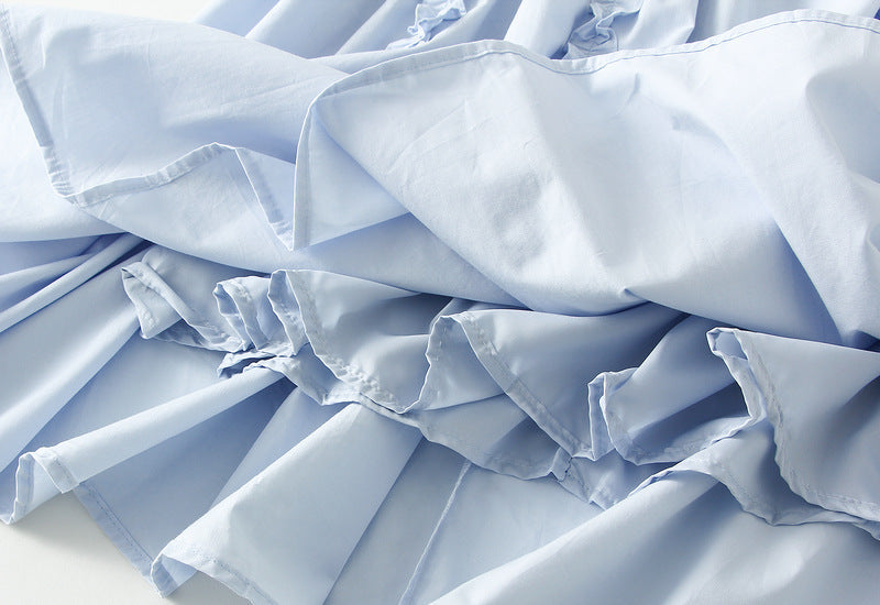 Sky Ruffle A-Line Skirt With Pocket - 2506_BLUE