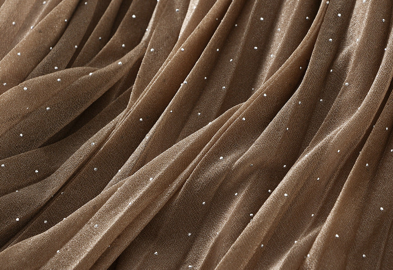 Classic Pleated Maxi Skirt – Mocha Brown