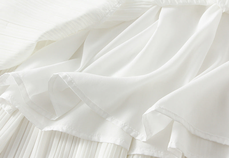 Ivory Breeze Tiered Pleated Skirt - 9188_WHITE