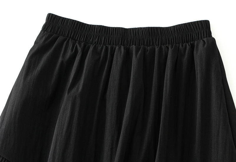 Victorian Lace-Trim Skirt - K538_BLACK
