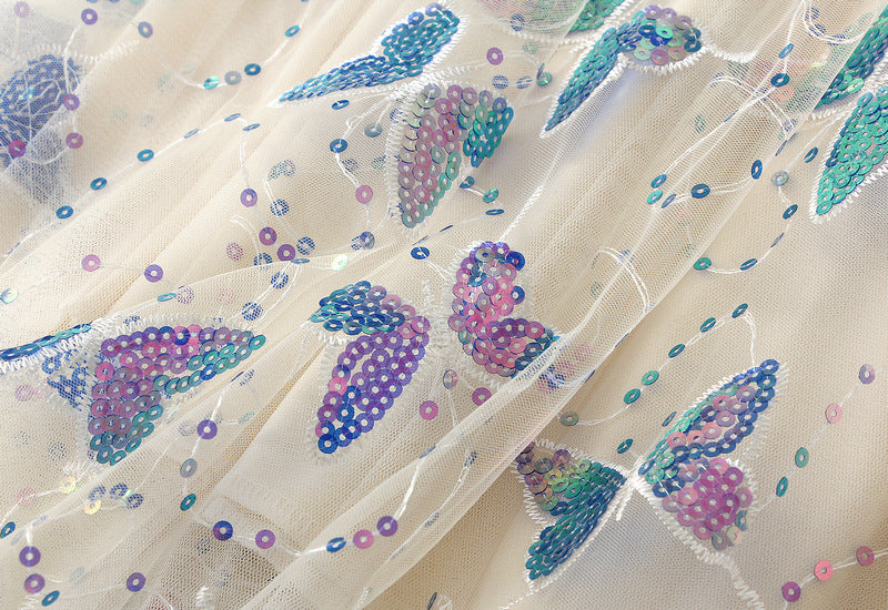 Butterfly Embroidered Tulle Maxi Skirt