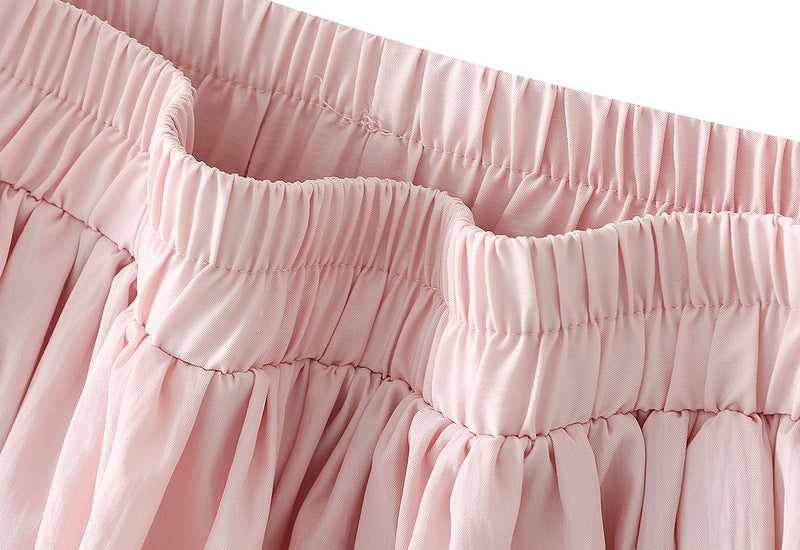 Pink Balloon Hem Shorts With Pocket