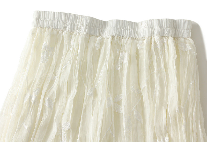 Whisper Lace Tulle Midi Skirt - 2571_APRICOT