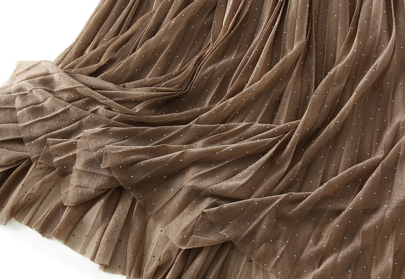 Classic Pleated Maxi Skirt – Mocha Brown