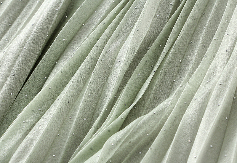 Soft Pleated Maxi Skirt – Sage Green