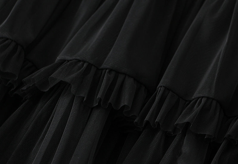 Black Tiered Ruffle Tulle Skirt
