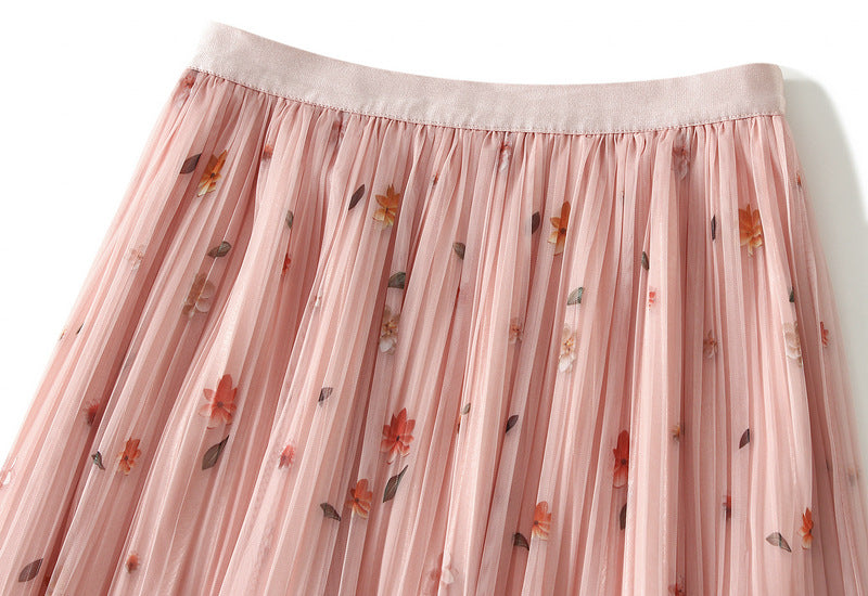 Reversible Blush Bloom Tiered Skirt - 8935_PINK