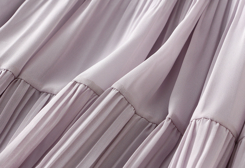 Lavender Dream Tiered Pleated Midi Skirt - 9188_PURPLE