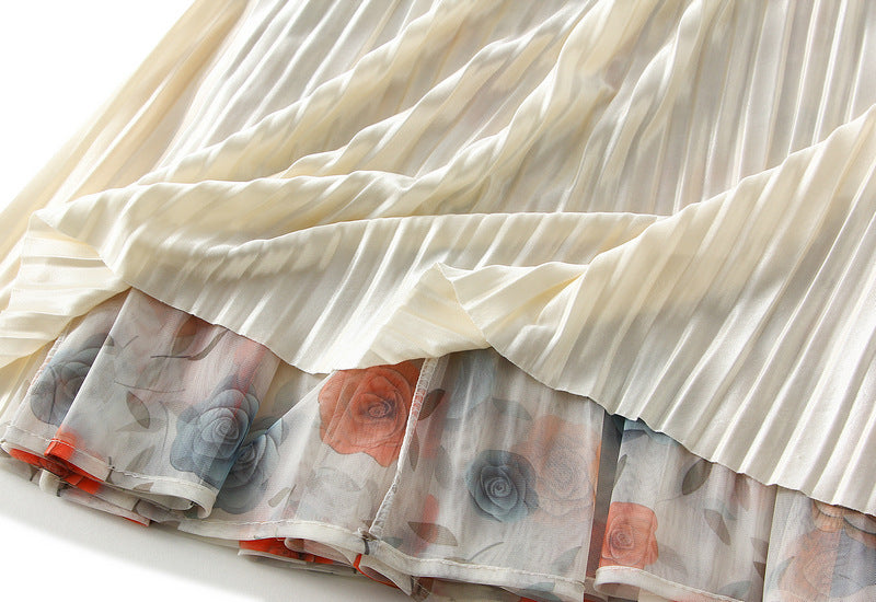 Reversible Bloom Reverie Floral Mesh Skirt - 8331_APRICOT