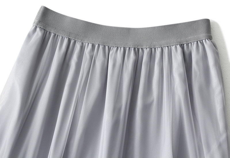 Grey Layered Ruffle Tulle Skirt