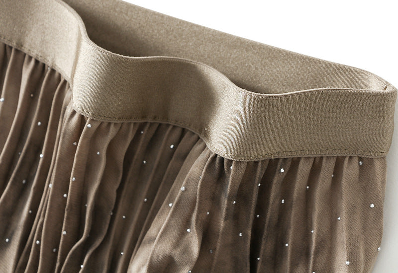 Shimmering Marble Pleated Maxi Skirt