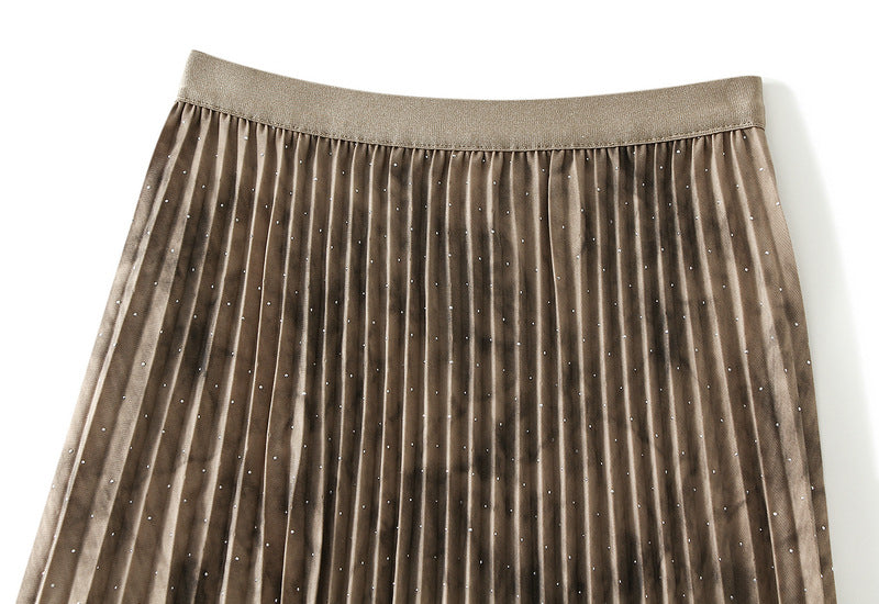Shimmering Marble Pleated Maxi Skirt