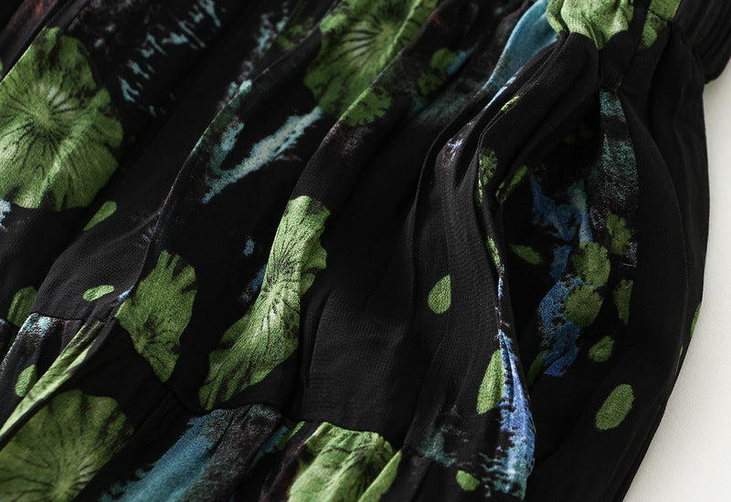 Midnight Lily Pleated Skirt- 9908_GREEN