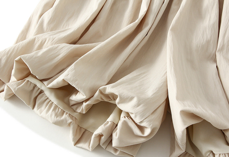 Beige Balloon Hem Shorts With Pocket