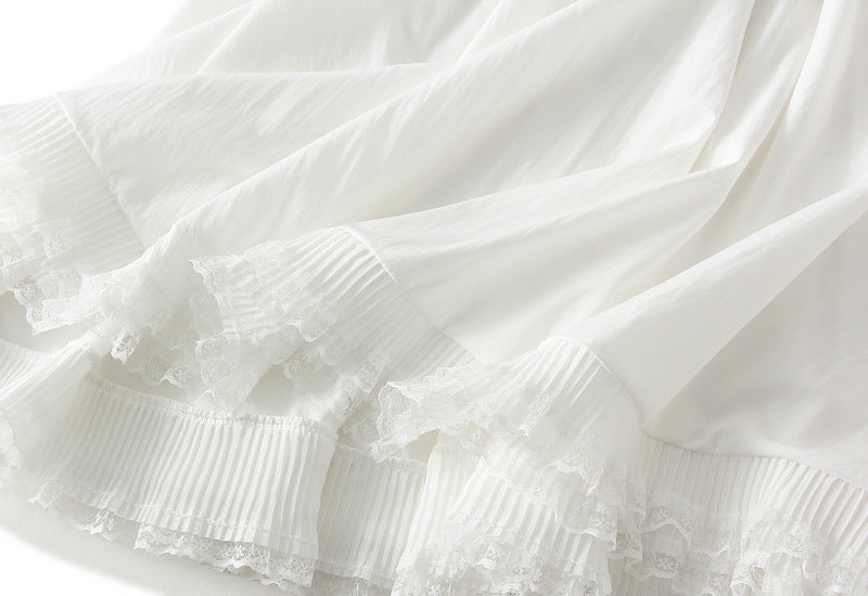 Victorian Lace-Trim Skirt - K538_WHITE