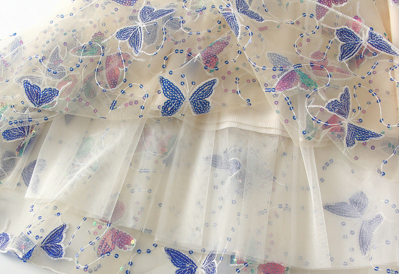 Butterfly Embroidered Tulle Maxi Skirt