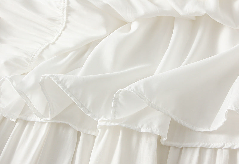 Ivory Dreamcatcher Tiered Skirt - 9078_WHITE