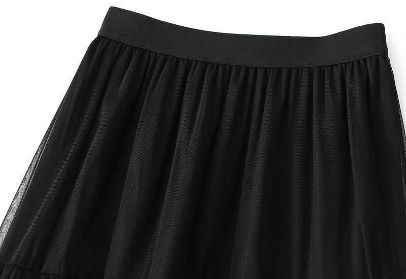 Black Tiered Ruffle Tulle Skirt