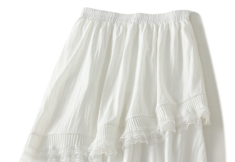 Victorian Lace-Trim Skirt - K538_WHITE