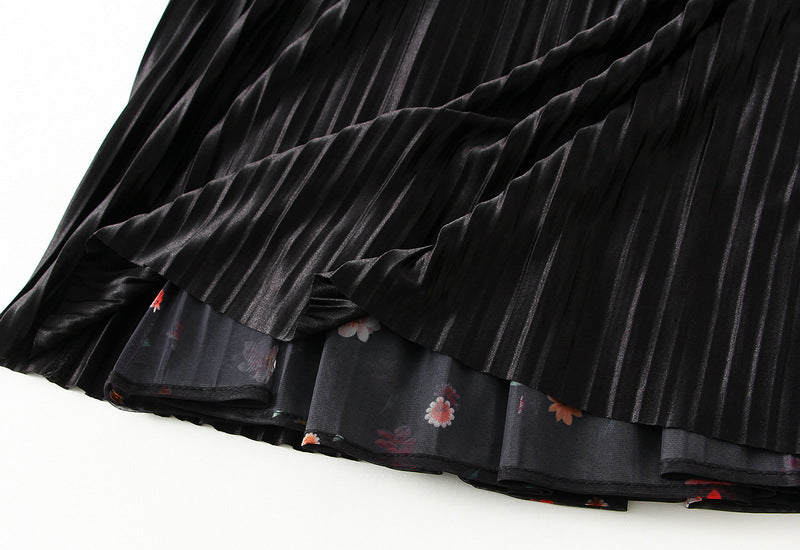 Reversible Midnight Garden Tiered Skirt - 8935_BLACK