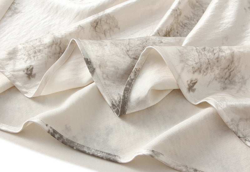 Abstract Print Satin Midi Skirt