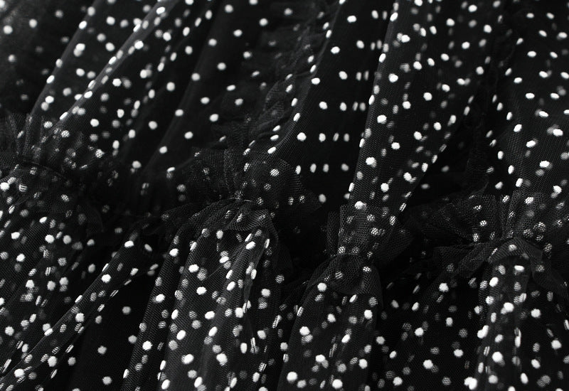 Black Polka Dot Tulle Maxi Skirt