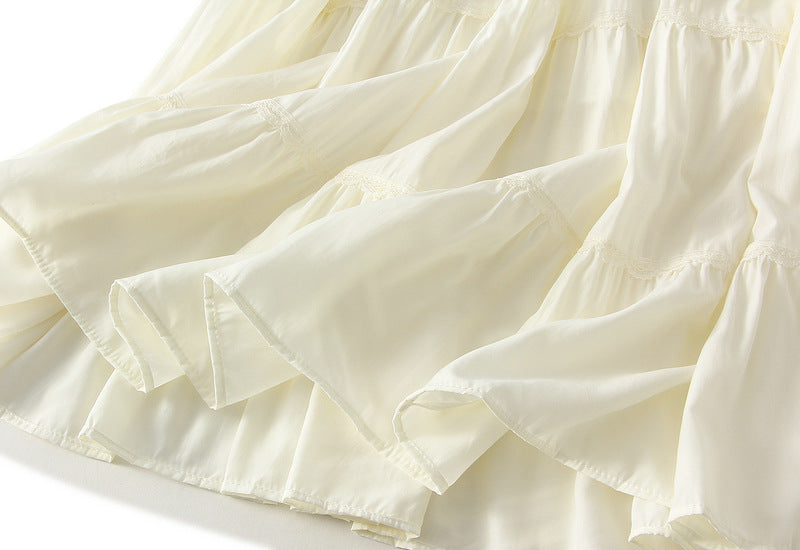 Vanilla Breeze Cotton Tiered Maxi Skirt - 9078_APRICOT