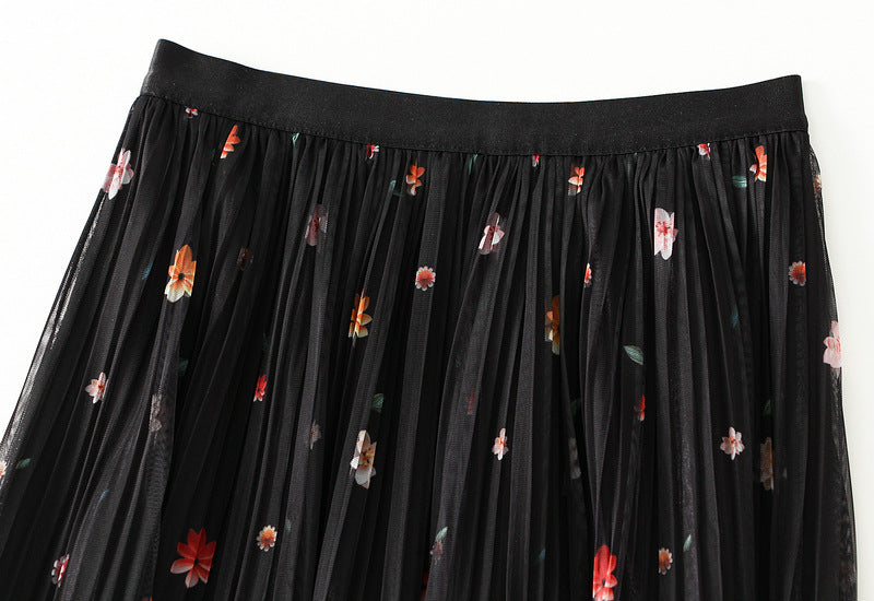 Reversible Midnight Garden Tiered Skirt - 8935_BLACK