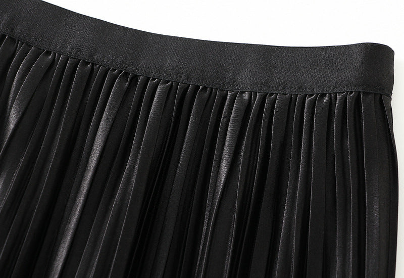 Reversible Midnight Garden Pleated Mesh Skirt - 8331_BLACK
