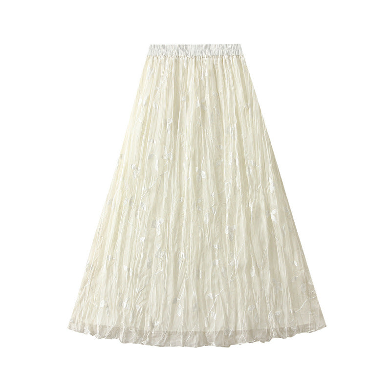 Whisper Lace Tulle Midi Skirt - 2571_APRICOT