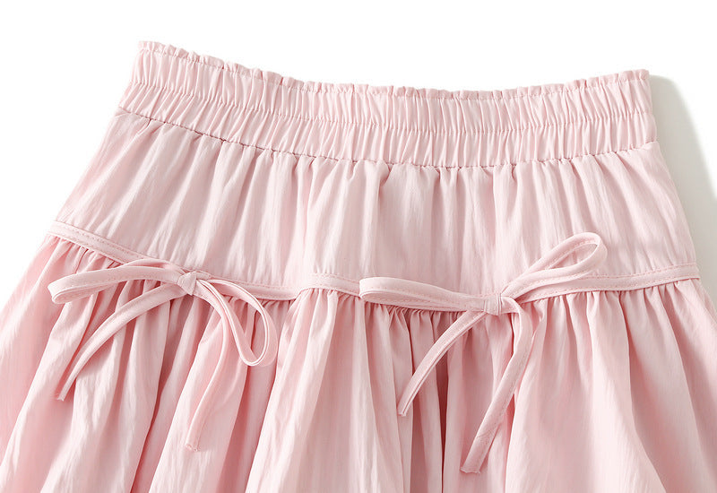 Pink Puff Mini Skirt with Bow Details