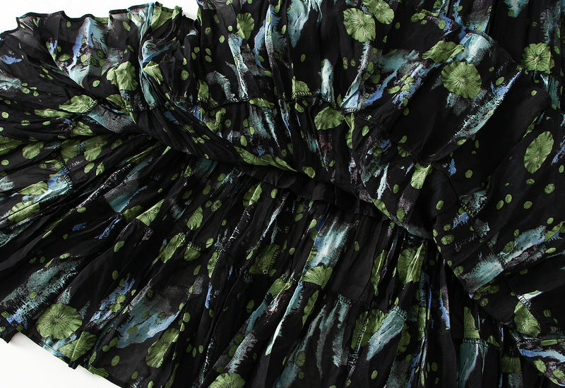 Midnight Lily Pleated Skirt- 9908_GREEN