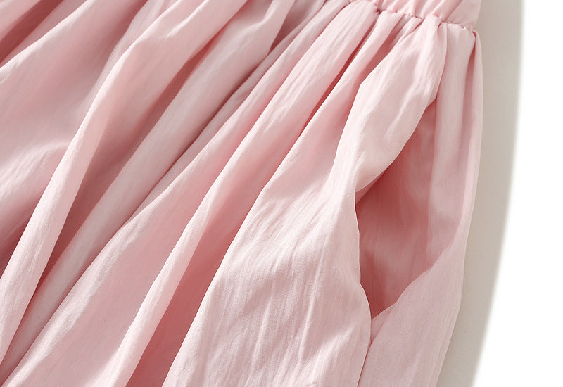 Pink Balloon Hem Shorts With Pocket