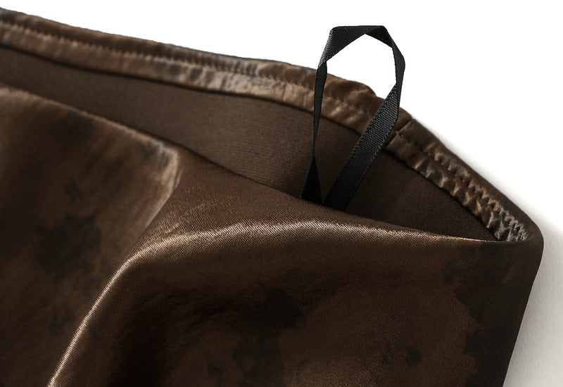 Bronze Luxe Satin Midi Skirt