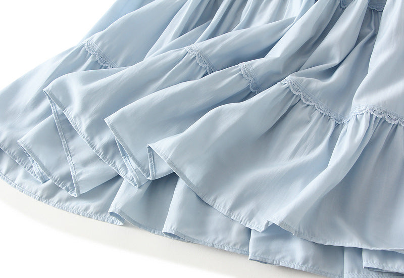 Cascade Tiered Maxi Skirt - 9078_BLUE