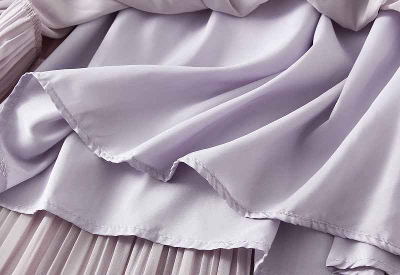 Lavender Dream Tiered Pleated Midi Skirt - 9188_PURPLE