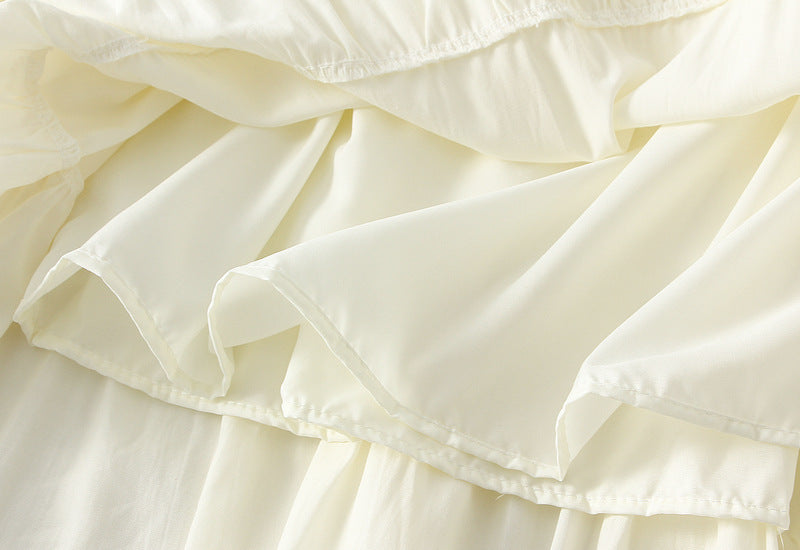 Vanilla Breeze Cotton Tiered Maxi Skirt - 9078_APRICOT